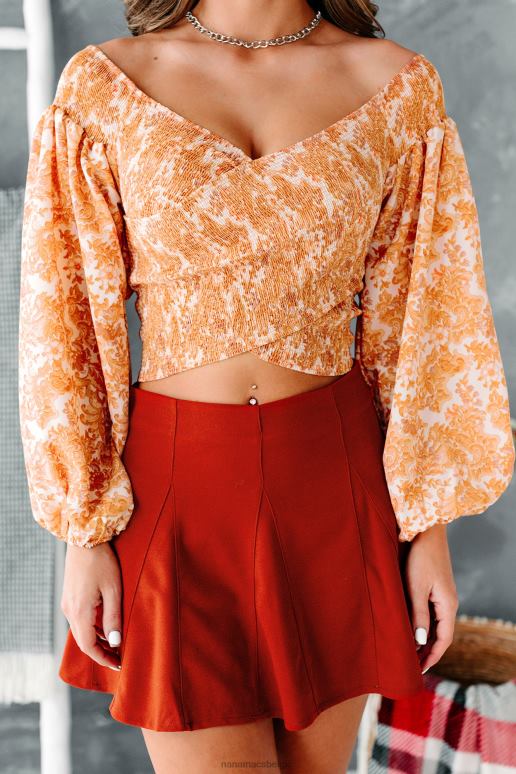 ivoor paisley me crazy gesmokte off-shoulder crop top NanaMacs HPTT1498