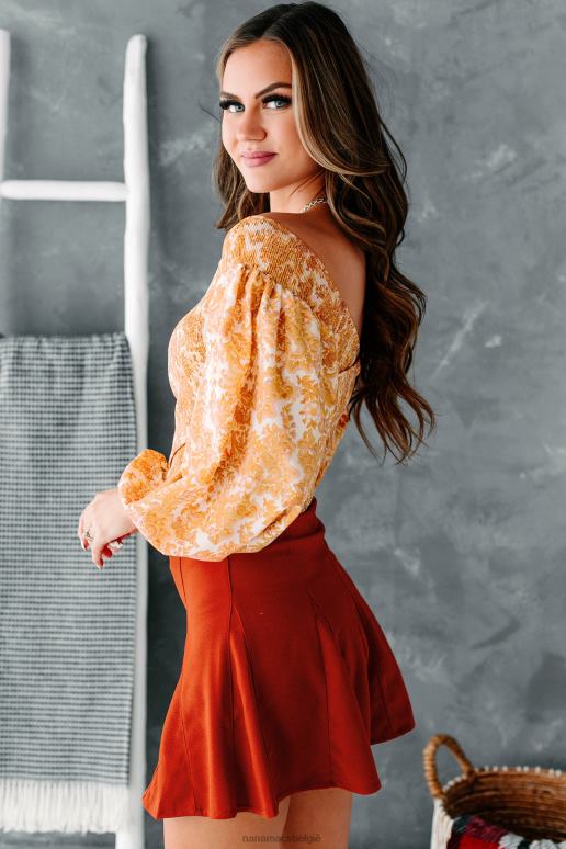 ivoor paisley me crazy gesmokte off-shoulder crop top NanaMacs HPTT1498