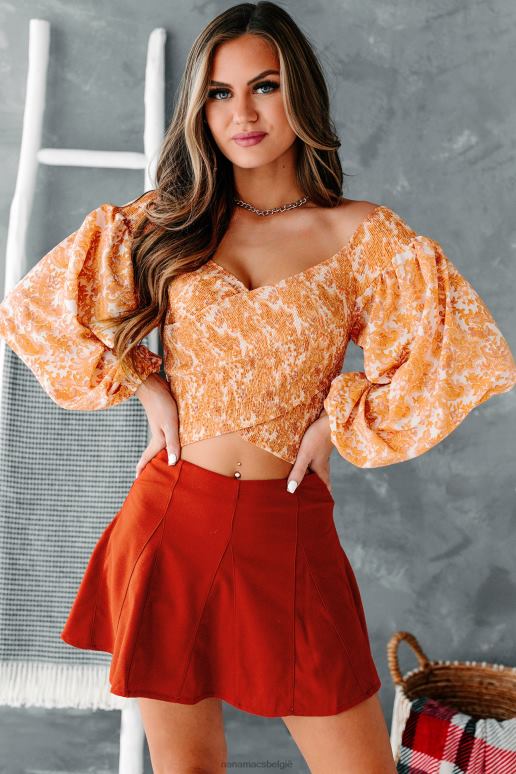 ivoor paisley me crazy gesmokte off-shoulder crop top NanaMacs HPTT1498