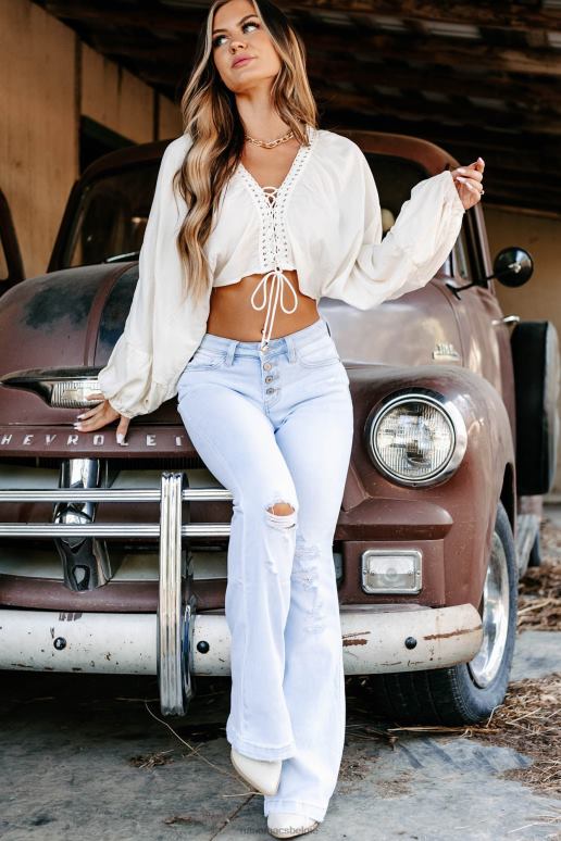 ivoor woord aan de wijze crop top met veters NanaMacs HPTT1312