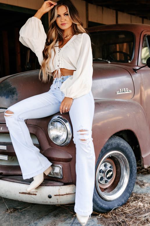 ivoor woord aan de wijze crop top met veters NanaMacs HPTT1312