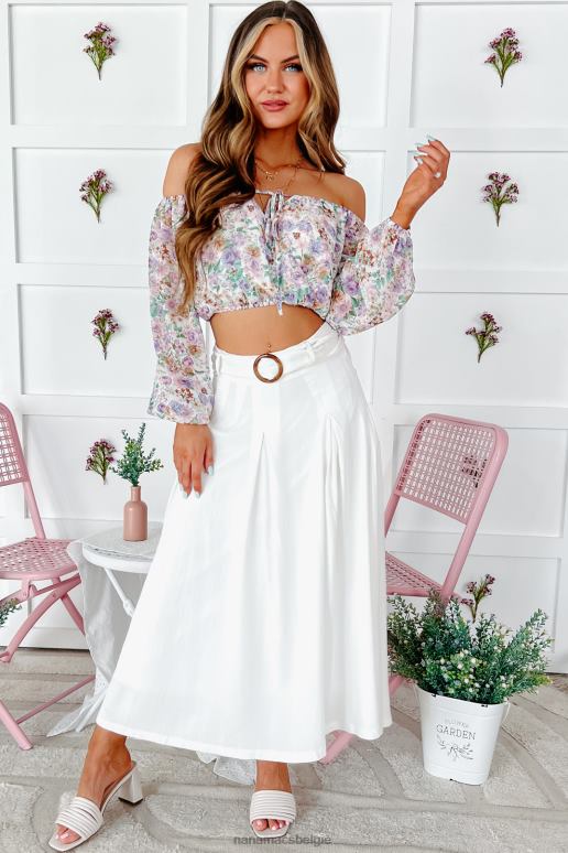 lavendel cesca off-shoulder gebloemde crop top NanaMacs HPTT1359