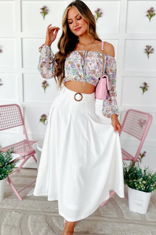lavendel cesca off-shoulder gebloemde crop top NanaMacs HPTT1359