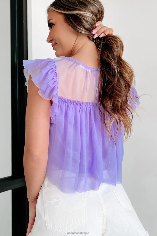 lavendel meestal zoete gegolfde mesh babydoll crop top NanaMacs HPTT1