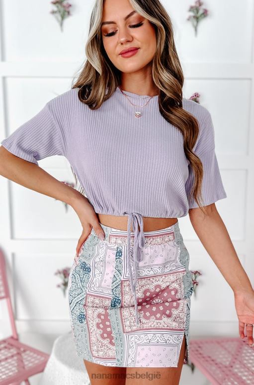 lavendel rollen met de stoten geribbelde crop top met trekkoord in de zoom NanaMacs HPTT948
