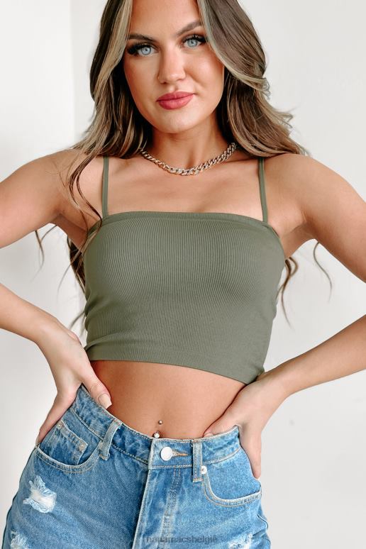 leger groen tinsley geribbelde crop top NanaMacs HPTT567