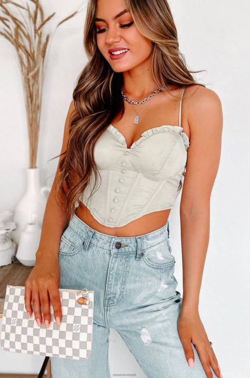 licht groen eindeloze romance korsetstijl crop top NanaMacs HPTT253