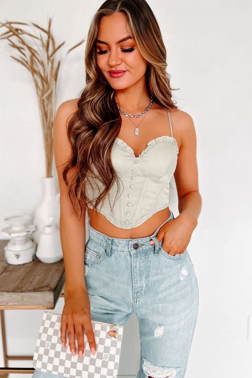 licht groen eindeloze romance korsetstijl crop top NanaMacs HPTT253
