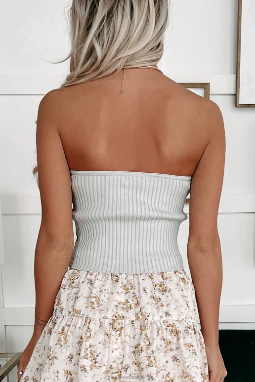 lichtgrijs gunsten maken strapless gebreide crop top NanaMacs HPTT1228