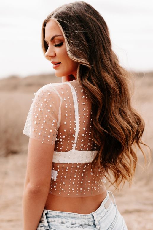 naakt geen remmingen parel strass mesh crop top NanaMacs HPTT127