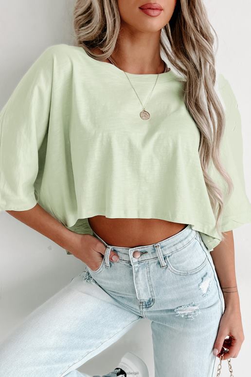 pastelgroen oversized crop top met dolmanmouwen NanaMacs HPTT618
