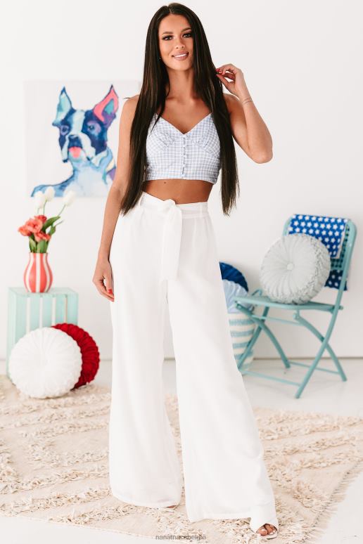 poederblauw creatieve geesten geruite crop top NanaMacs HPTT1525