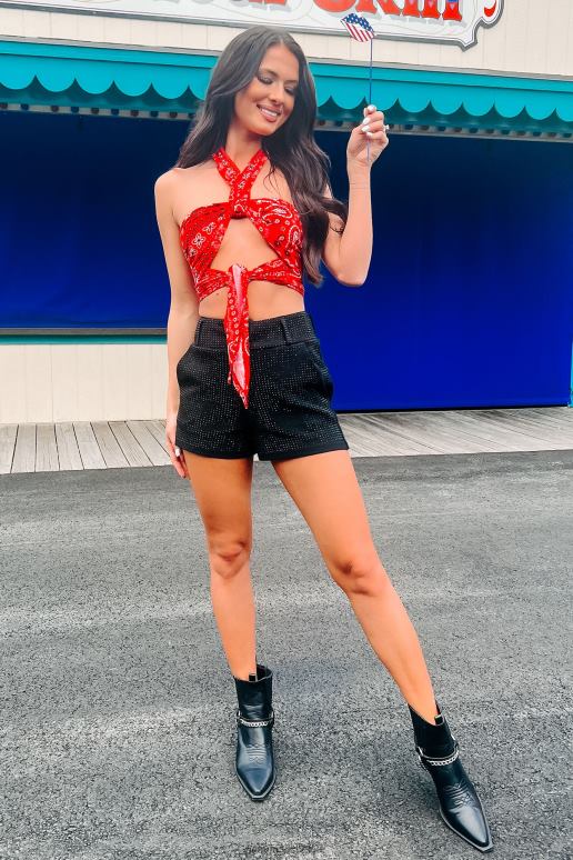 rood mabry crop top met paisley print en halternek NanaMacs HPTT228