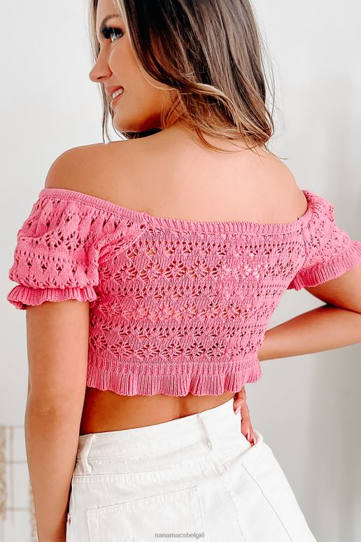 roze preslina gehaakte peplum crop top NanaMacs HPTT779