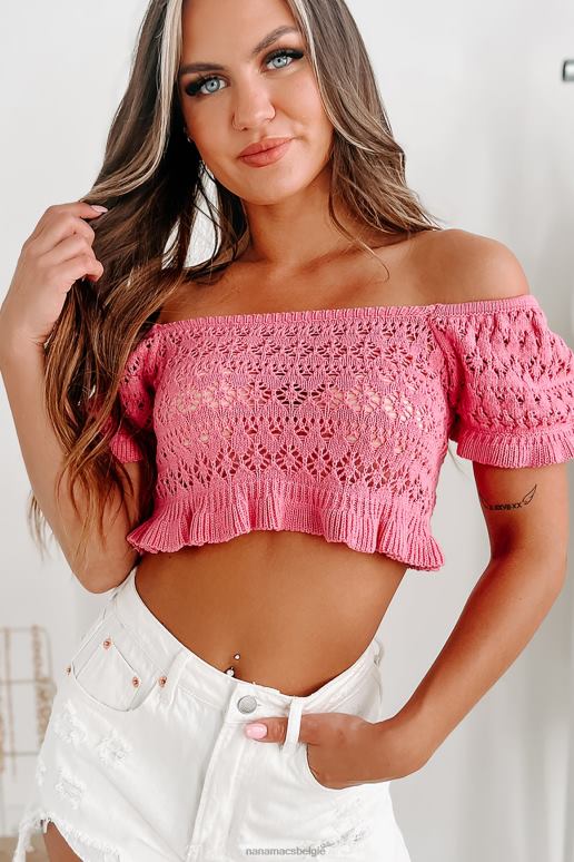 roze preslina gehaakte peplum crop top NanaMacs HPTT779