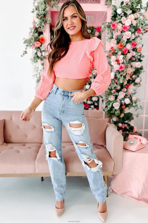 roze sizzlin' looks gegolfde open rug crop top NanaMacs HPTT1482