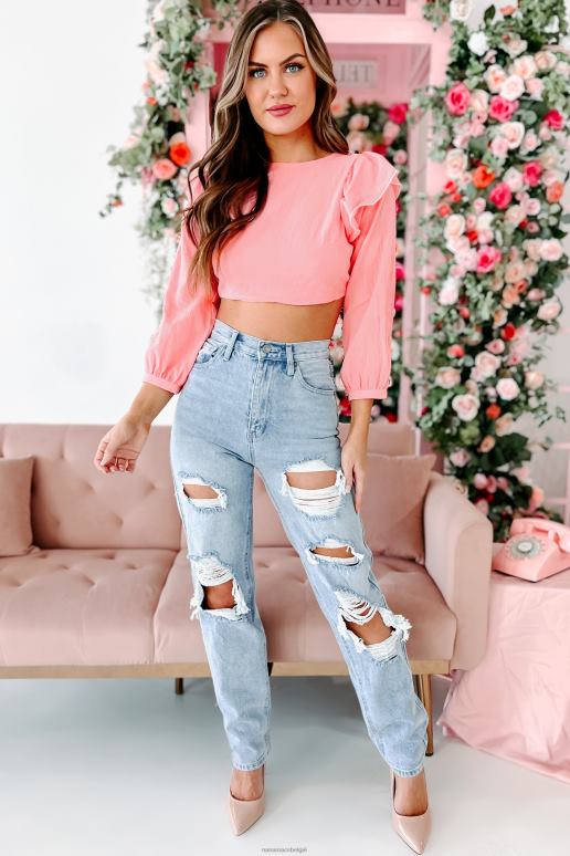 roze sizzlin' looks gegolfde open rug crop top NanaMacs HPTT1482