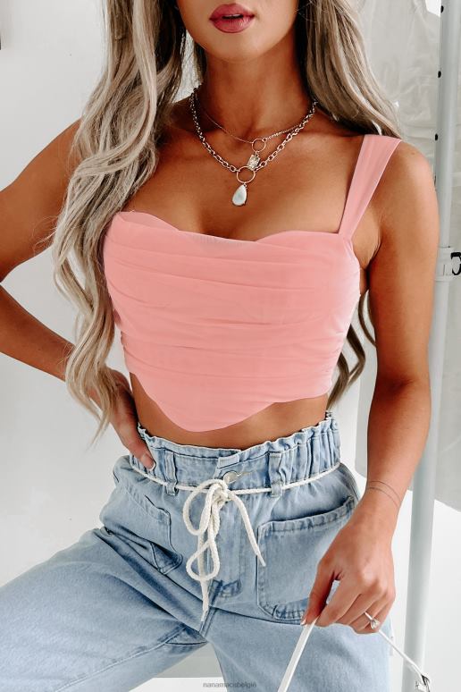 roze talk of the town geplooide korset crop top NanaMacs HPTT103