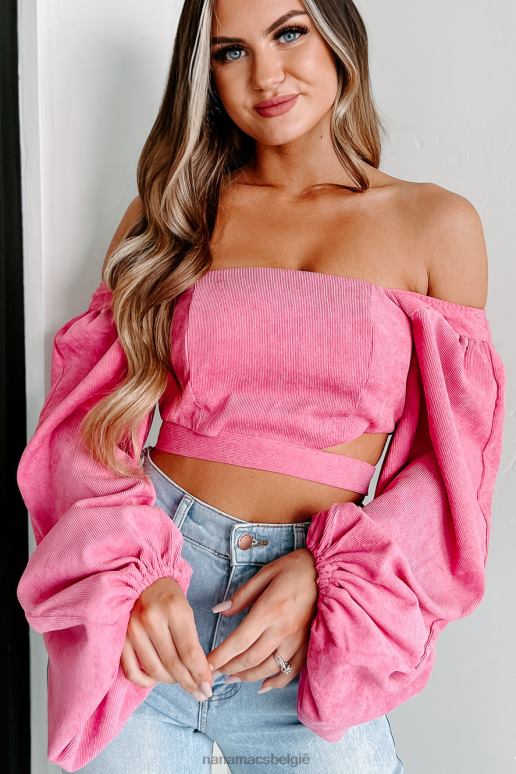 roze terug bij het begin corduroy crop top NanaMacs HPTT1293