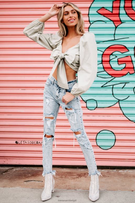 verstandig gestrikte crop top met zelfstrikkende pofschouder NanaMacs HPTT1520