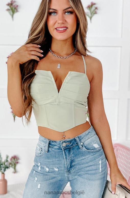 verstandig kan niet worden vastgehouden geplooide crop top met tie-back NanaMacs HPTT244