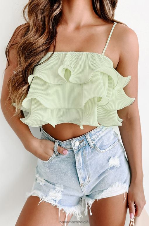 verstandig wuivende handpalmen gelaagde geplooide crop top met ruches NanaMacs HPTT17