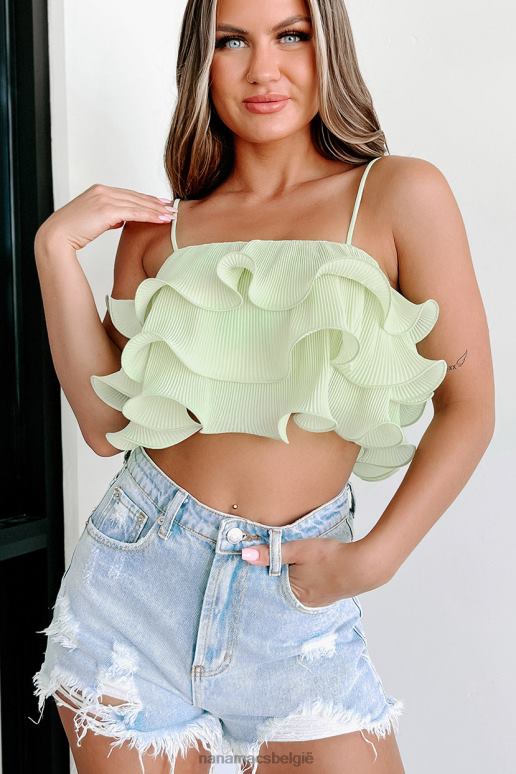 verstandig wuivende handpalmen gelaagde geplooide crop top met ruches NanaMacs HPTT17