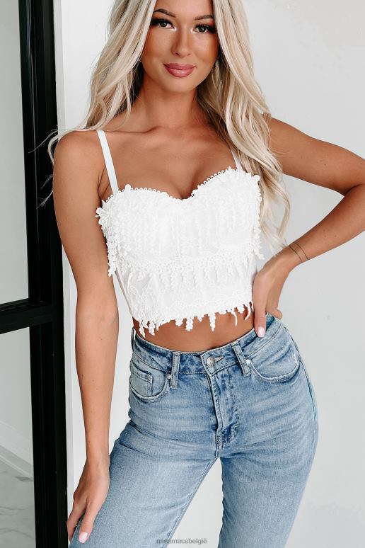 wit de duivel die je kent gehaakte kanten bustier crop top NanaMacs HPTT56