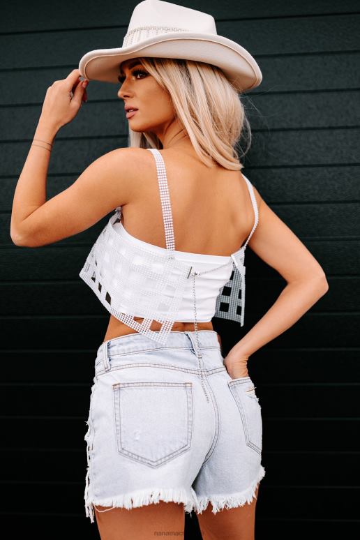 wit geen spotlight nodig strass crop top NanaMacs HPTT132