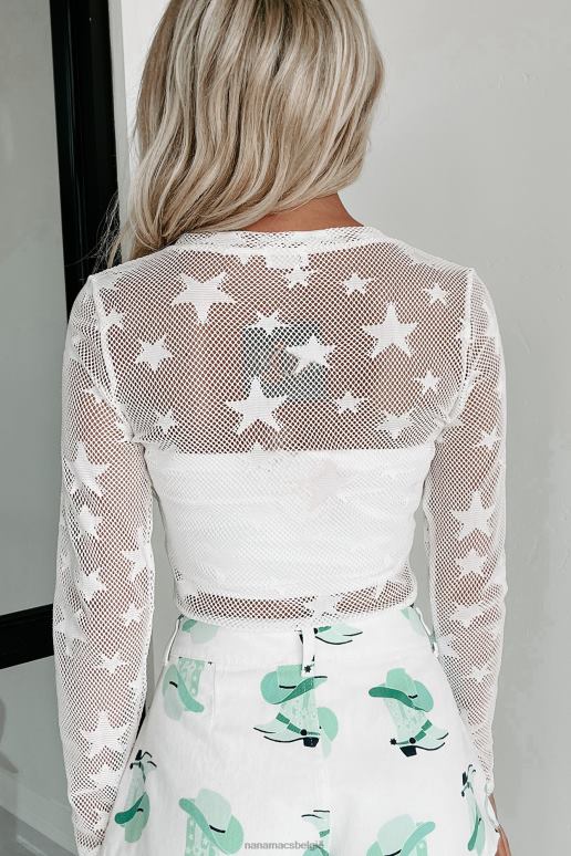 wit steel je fishnet crop top met dondersterprint NanaMacs HPTT55