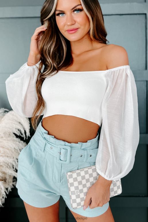wit total babe gebreide crop top met contrasterende mouwen NanaMacs HPTT959