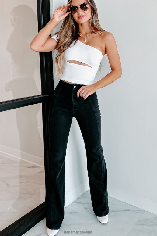 wit ze is een uitgesneden crop top met één schouder NanaMacs HPTT202