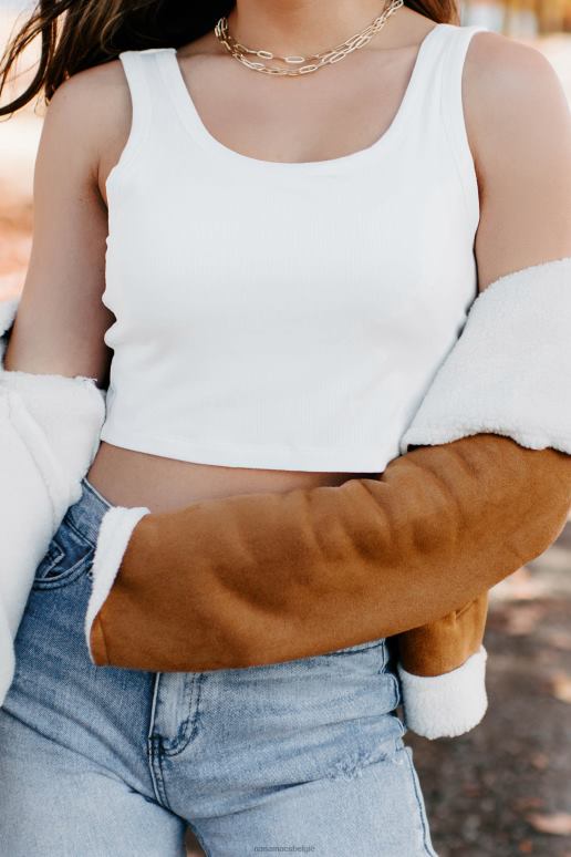 wit zonnige zomers geribbelde crop top NanaMacs HPTT730