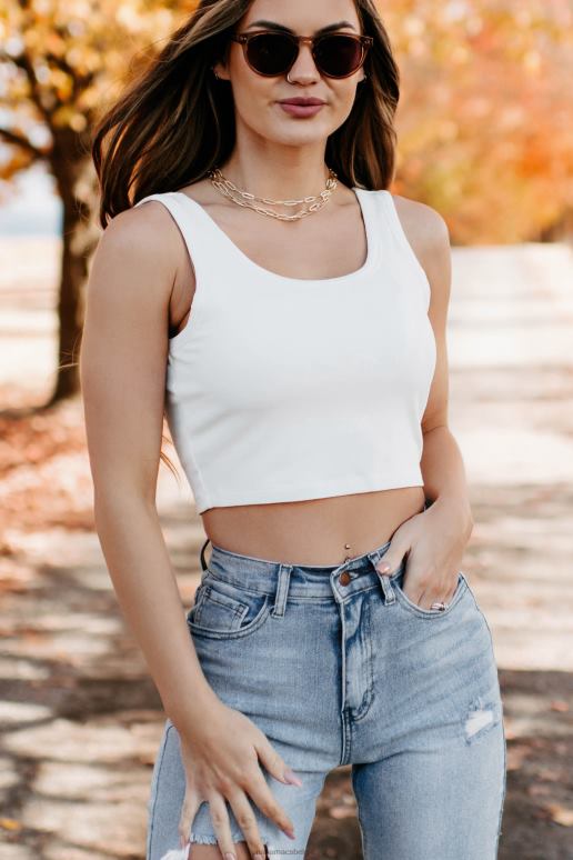 wit zonnige zomers geribbelde crop top NanaMacs HPTT730