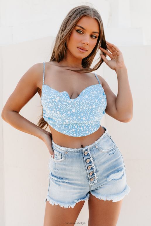 woestijn blauw someday swoon star print crop top met open rug NanaMacs HPTT1523