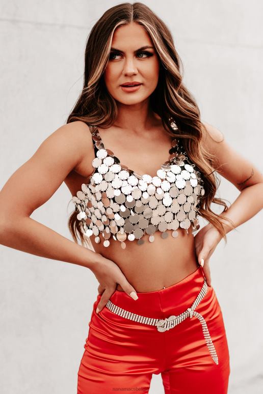 zilver disco pop pailletten crop top NanaMacs HPTT125