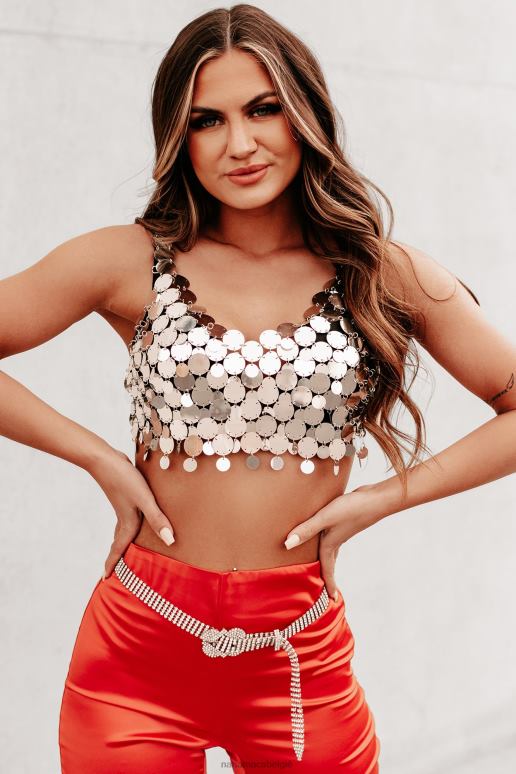 zilver disco pop pailletten crop top NanaMacs HPTT125