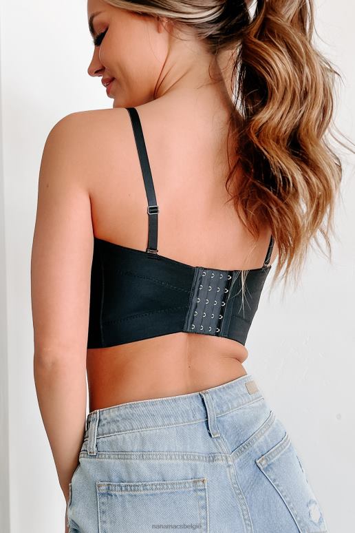 zwart Moonlight Moments bustier crop top met strass NanaMacs HPTT14