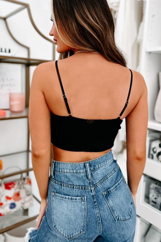 zwart aangegeven doel ruched buste crop top NanaMacs HPTT172