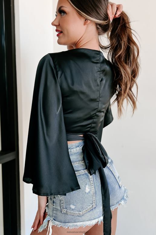 zwart beter af kimono mouw crop top NanaMacs HPTT1195