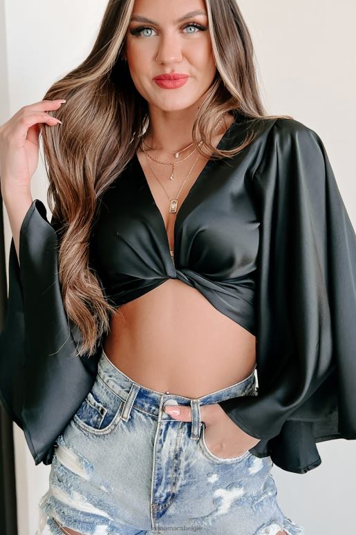 zwart beter af kimono mouw crop top NanaMacs HPTT1195