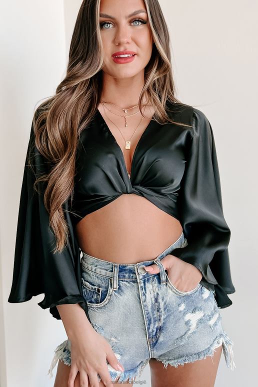 zwart beter af kimono mouw crop top NanaMacs HPTT1195
