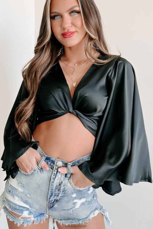 zwart beter af kimono mouw crop top NanaMacs HPTT1195