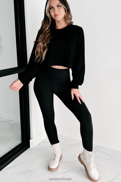 zwart crop top met raglanmouwen NanaMacs HPTT657