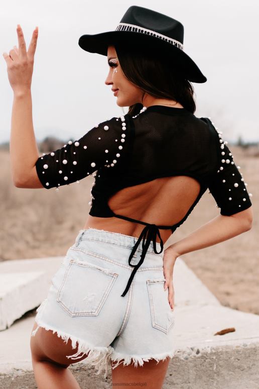 zwart episch extra open rug crop top van parelgaas NanaMacs HPTT128