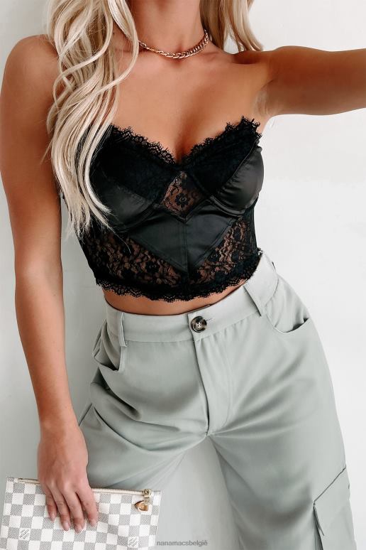 zwart flirty feel strapless kanten crop top NanaMacs HPTT80