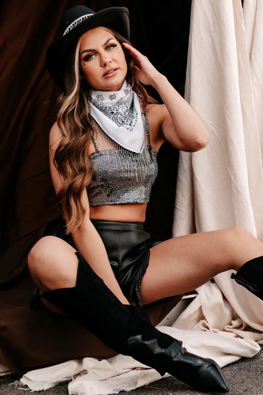 zwart ga helemaal in glitter crop top NanaMacs HPTT135