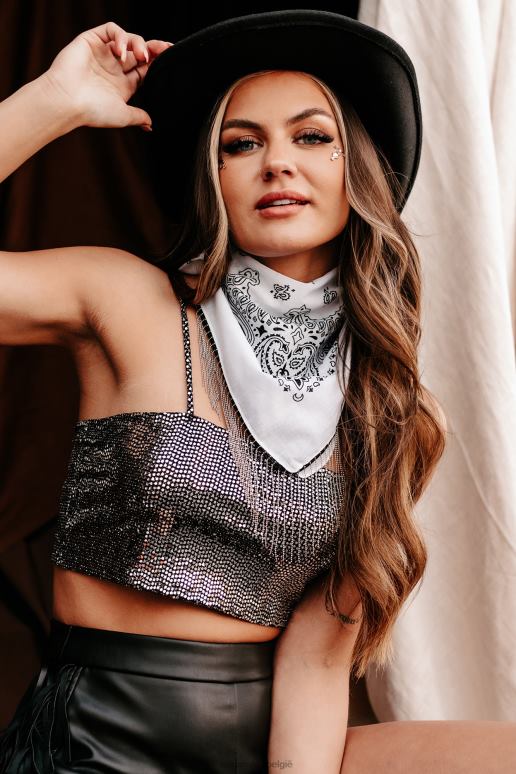 zwart ga helemaal in glitter crop top NanaMacs HPTT135