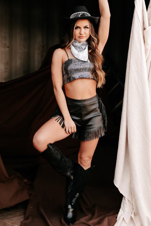 zwart ga helemaal in glitter crop top NanaMacs HPTT135