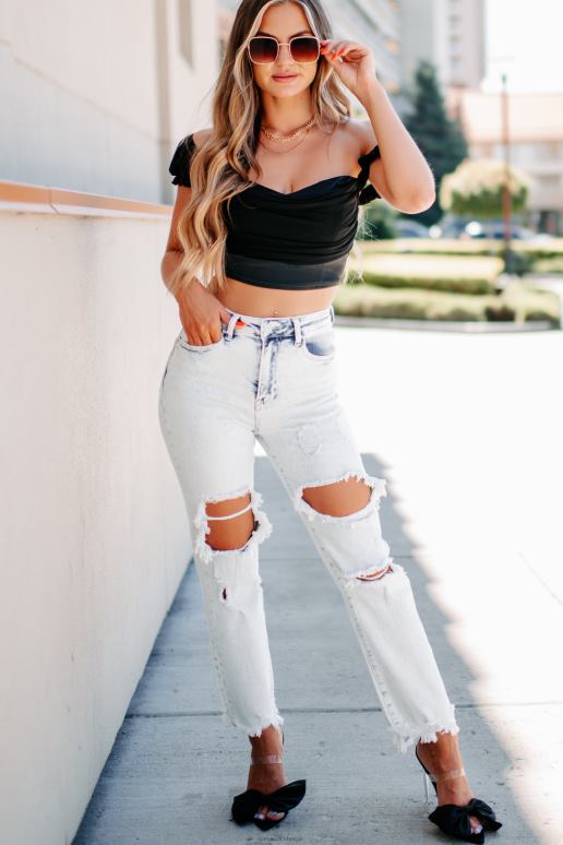 zwart get obsessed satijnen crop top met kapmouwtjes NanaMacs HPTT215